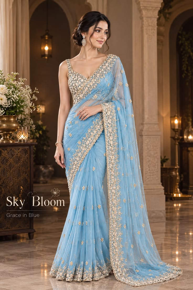 Sky Blue Fancy Saree
